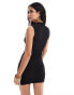 Фото #2 товара Pieces slinky ruched neck sleeveless mini dress in black