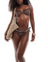 Фото #4 товара Miss Selfridge lace trim tie side bikini bottoms in chocolate