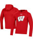 Men's Red Wisconsin Badgers School Logo Raglan Long Sleeve Hoodie Performance T-shirt