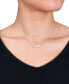 ფოტო #2 პროდუქტის Cultured Freshwater Pearl (6 & 7-1/2mm) & White Topaz (1/5 ct. t.w.) Bar 18" Pendant Necklace in Sterling Silver