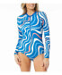 ფოტო #1 პროდუქტის Women's Sculpt Long Sleeve Zip Front One Piece Swimsuit