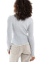 Vero Moda knitted u neck top with contrast trim in light grey melange