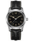ფოტო #1 პროდუქტის Men’s Swiss Automatic Khaki Field Murph Black Leather Strap Watch 42mm