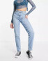 Фото #4 товара ASOS DESIGN high rise farleigh 'slim' mom jeans in stonewash