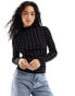 River Island heatseal roll neck top in black