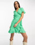 Фото #8 товара Vero Moda wrap mini dress in bright green spot print