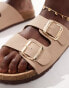 French Connection double buckle footbed sandals in taupe