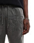 Weekday Astro co-ord low waist joggers with destiny embroidery in washed dark grey