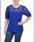 ფოტო #2 პროდუქტის Petite Puff Sleeve Lace Top