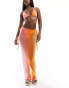 Simmi mesh column beach skirt co-ord in pink and orange ombre Schatteneffekt, 44 - фото #1