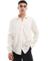 ASOS DESIGN shirt in crinkle texture satin with cut and sew in off white Белый, XL - Chest 44 - фото #1