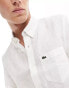 Фото #6 товара Lacoste long sleeve linen shirt in white