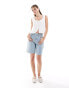 ASOS DESIGN denim bermuda short in light blue stripe co-ord Синий, 42 - фото #1