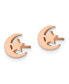 Stainless Steel Polished Rose IP-plated Moon and Star Earrings