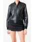 ფოტო #1 პროდუქტის Women's Short Pu Leather Bomber Jacket