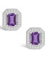 ფოტო #3 პროდუქტის Amethyst (1-1/10 ct. t.w.) and Diamond (1/5 ct. t.w.) Halo Studs in Sterling Silver