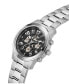 Фото #4 товара Men's Multi-Function Silver-Tone Stainless Steel Watch 44mm