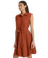 ფოტო #3 პროდუქტის Women's Sleeveless Tie-Waist Shirtdress