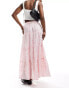 Фото #2 товара Miss Selfridge button detail tiered maxi skirt in pink floral