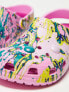Фото #3 товара Crocs ASOS Exclusive Classic bubble marble clogs in taffy pink multi in taffy pink / multi