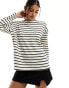 Фото #2 товара Stradivarius oversized striped t-shirt in natural