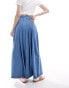 Фото #3 товара Neon Rose bow detail denim midaxi skirt in mid blue