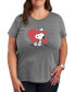 ფოტო #1 პროდუქტის Trendy Plus Size Peanuts Snoopy & Woodstock Valentine's Day Graphic T-shirt