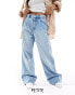 Фото #2 товара Stradivarius Petite wide leg jean in light wash blue