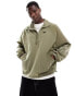 Pull&Bear 1/4 zip windbreaker in khaki