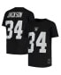 Фото #2 товара Big Boys Bo Jackson Black Las Vegas Raiders Retired Retro Player Name and Number T-shirt