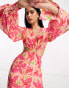 Фото #2 товара Pretty Lavish cut-out maxi dress in pink lily print