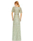 Women's Embellished V Neck Butterfly Sleeve Column Gown