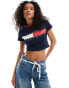 Фото #2 товара Tommy Jeans – Schmales Ringer-T-Shirt in Marineblau mit eckigem Flaggenlogo