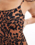 ASOS DESIGN Adrienne square neck skinny strap swimsuit in oversized animal