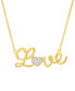 Фото #1 товара Macy's 14k Gold Plated Brass Diamond Accent Heart Script Love Necklace