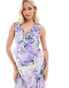 Hope & Ivy Maternity ruffle front maxi dress in lilac floral