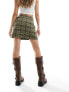 Urban Revivo mini a line skirt in vintage check Khaki Check, 2XL - фото #5