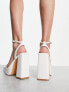 Фото #3 товара Glamorous Wide Fit platform heel sandals in white patent