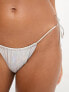 Фото #3 товара Bershka metallic tie side bikini bottoms in silver