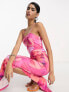 Vila cami midaxi dress in pink abstract print