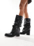 Фото #7 товара Stradivarius square toe slouch boot in black