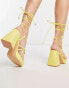 Urban Revivo tie up black heeled sandals in lemon yellow