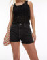 Topshop Hourglass denim a-line mom short in washed black Черный, 44 - фото #2