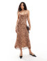 Фото #1 товара Miss Selfridge cowl neck maxi dress in leopard print