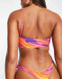 Фото #4 товара ASOS DESIGN mix and match sleek one shoulder bikini top in sunset marble print