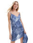 Фото #1 товара Vero Moda low back satin mini dress co-ord in denim print