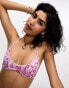 Фото #2 товара Weekday Jet halter bikini top in pink ripple print exclusive to ASOS
