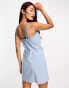 Фото #4 товара Stradivarius linen cami mini dress in blue