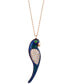 ფოტო #1 პროდუქტის EFFY® Diamond (1/4 ct. t.w.), Tsavorite Accent & Blue Enamel Parrot 18" Pendant Necklace in 14k Rose Gold