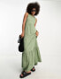 Фото #1 товара ASOS DESIGN sleeveless tiered maxi dress in khaki